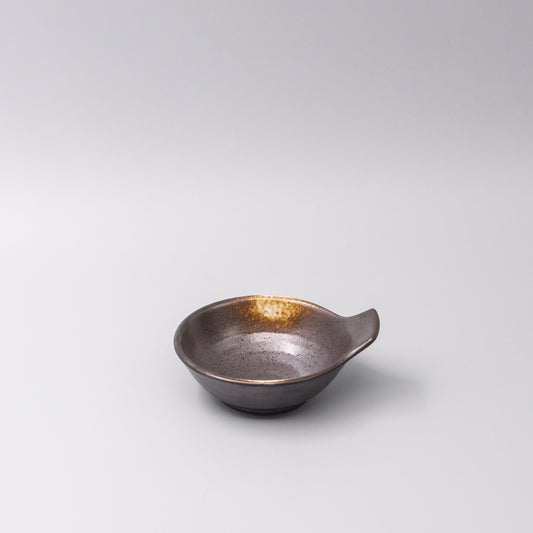 Bowl with Handle 12cm Bronze Glaze.
