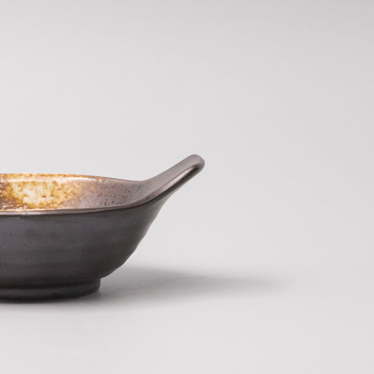 Bowl with Handle 12cm Bronze Glaze.
