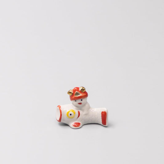 Chopstick Rest Red and White Fish Riding.
