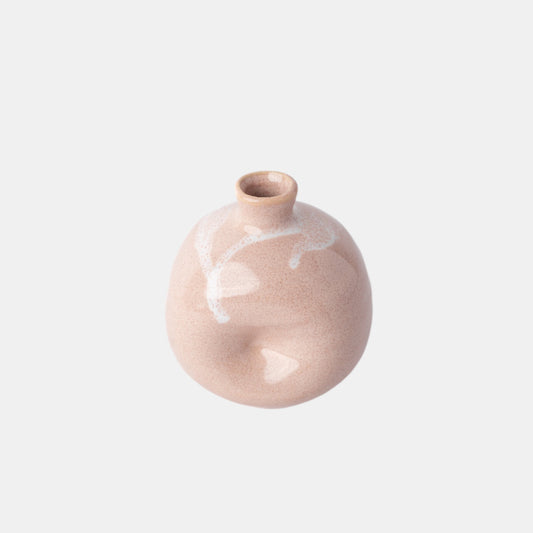 Vase Small Clay Pink Squashed.