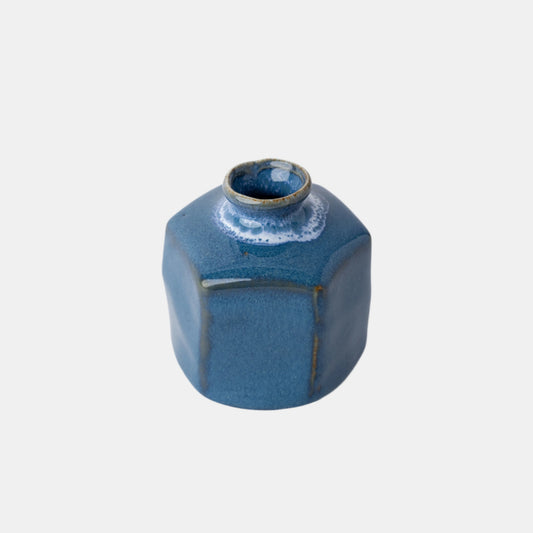 Vase Small Blue Hexagon.
