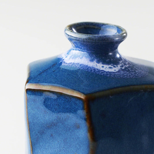 Vase Small Blue Hexagon.