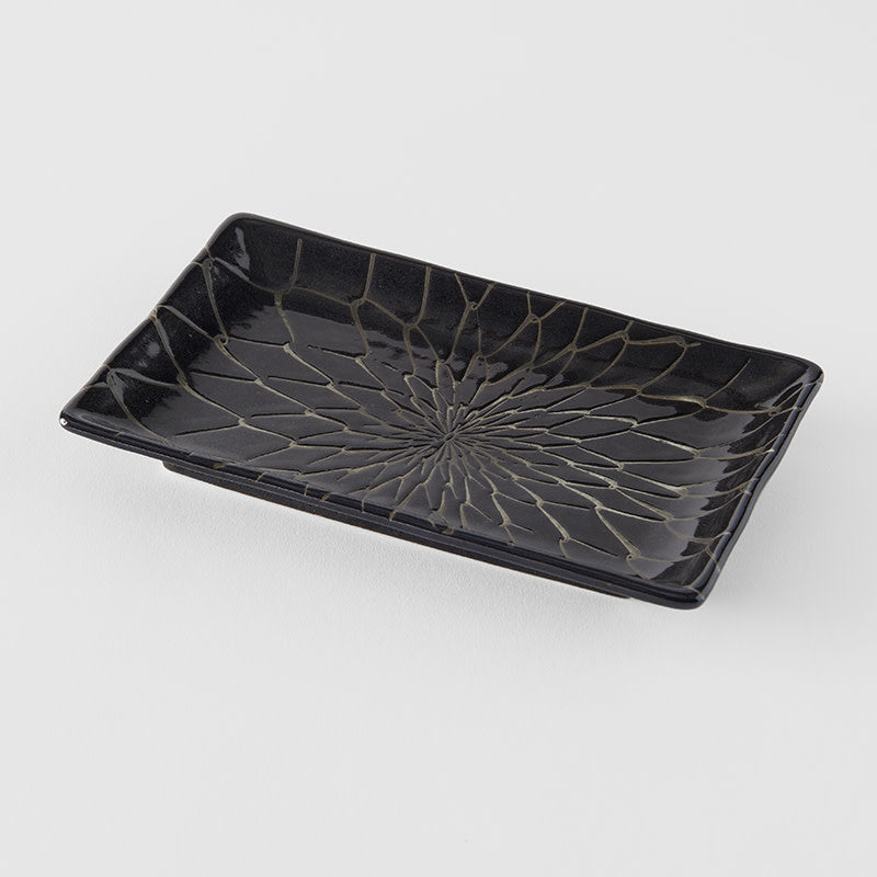 Sushi Plate 22cm Charcoal Net Design.