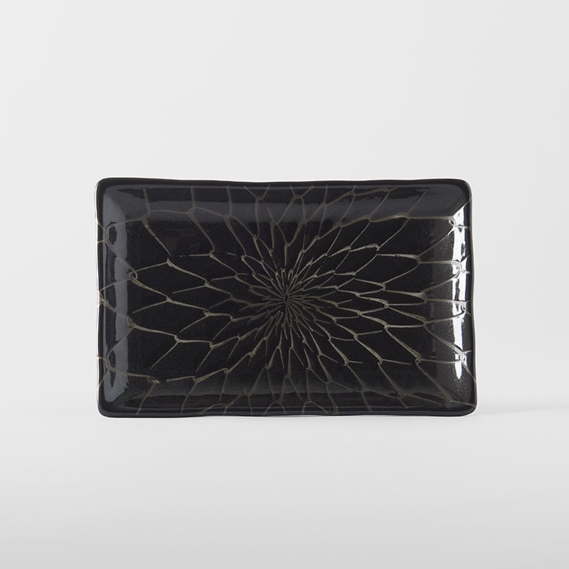 Sushi Plate 22cm Charcoal Net Design.