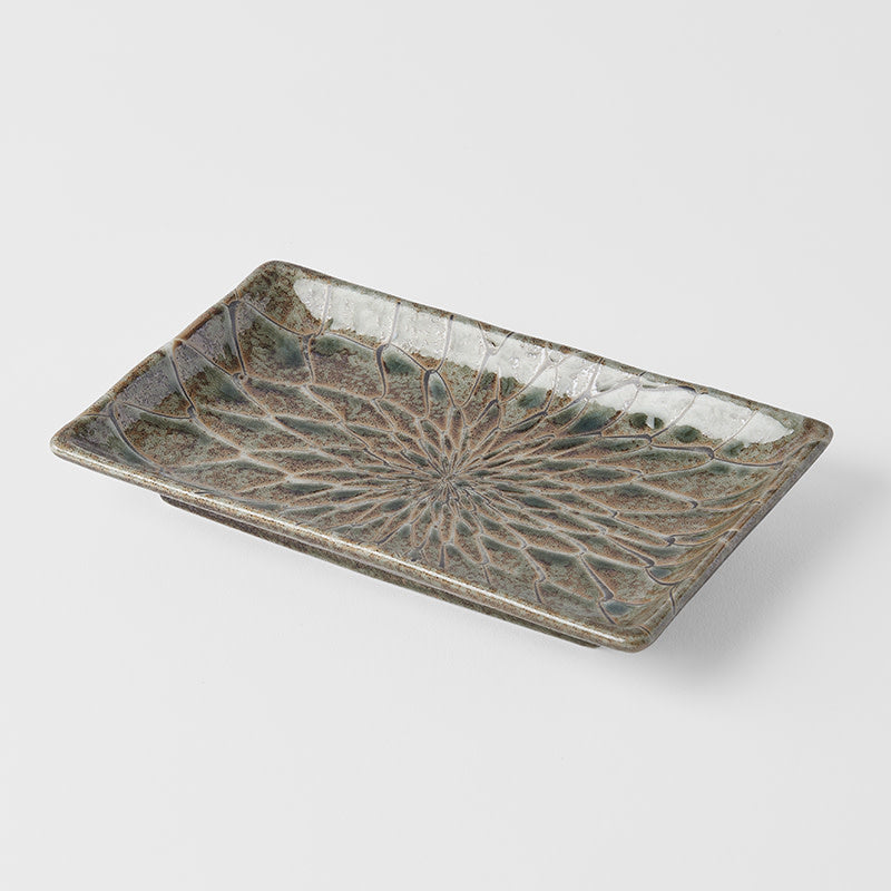 Sushi Plate 22cm Forest Green Net Design.