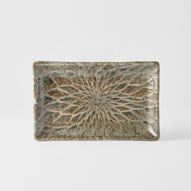 Sushi Plate 22cm Forest Green Net Design.