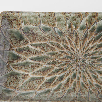 Sushi Plate 22cm Forest Green Net Design.
