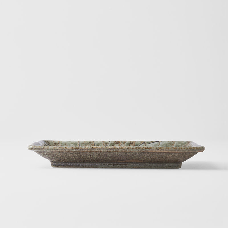 Sushi Plate 22cm Forest Green Net Design.