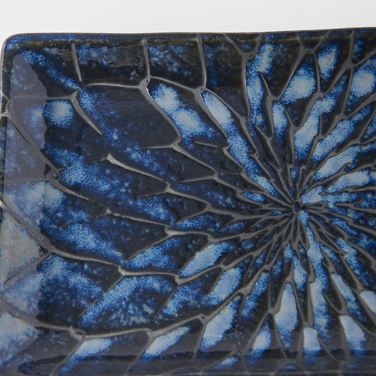 Sushi Plate 22cm Deep Blue Net Design.