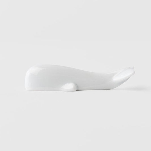 Chopstick Rest Pure White Glaze Whale.