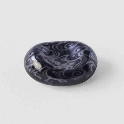 Chopstick Rest River Pebble Water Swirl Black Glaze