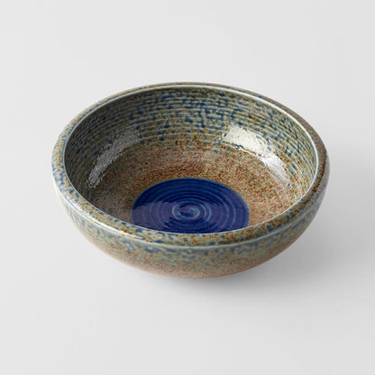 Bowl Thick Edge 24cm Earth & Sky Glaze w/ Blue pool