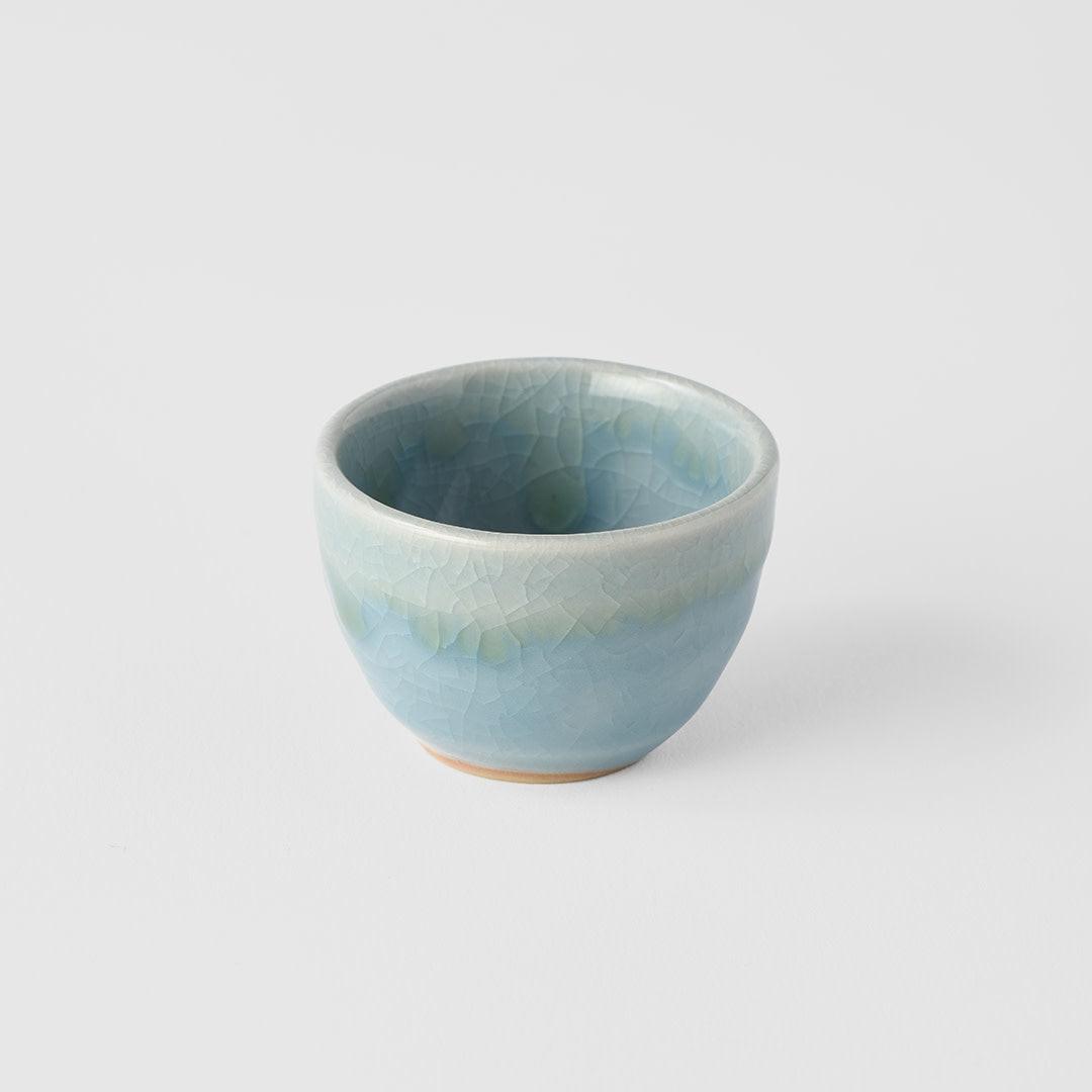 Sake Cup 30ml Crazed Blue Glaze.