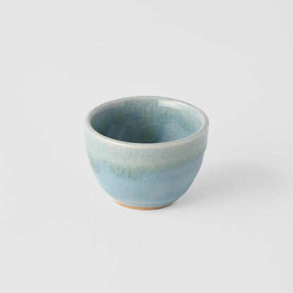 Sake Cup 30ml Crazed Blue Glaze.