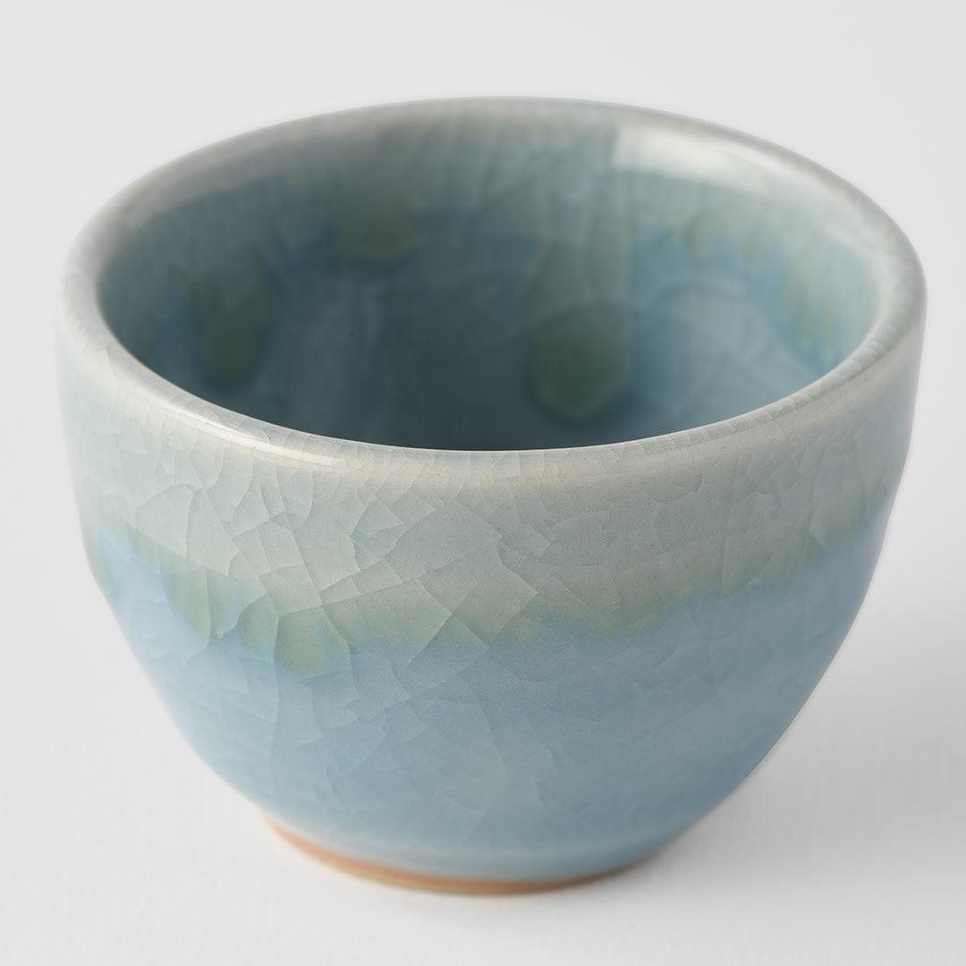 Sake Cup 30ml Crazed Blue Glaze.
