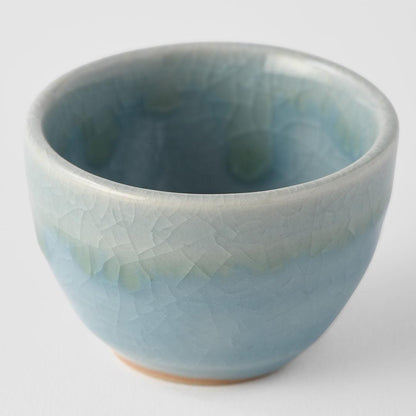 Sake Cup 30ml Crazed Blue Glaze.