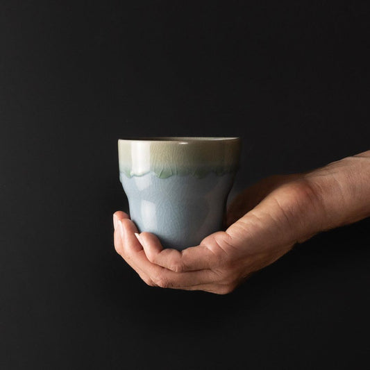 Mug Yunomi 280ml Crazed Blue Glaze.