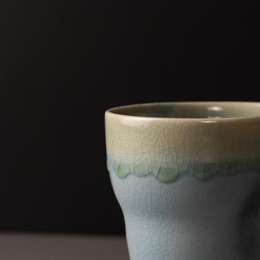 Mug Yunomi 280ml Crazed Blue Glaze.