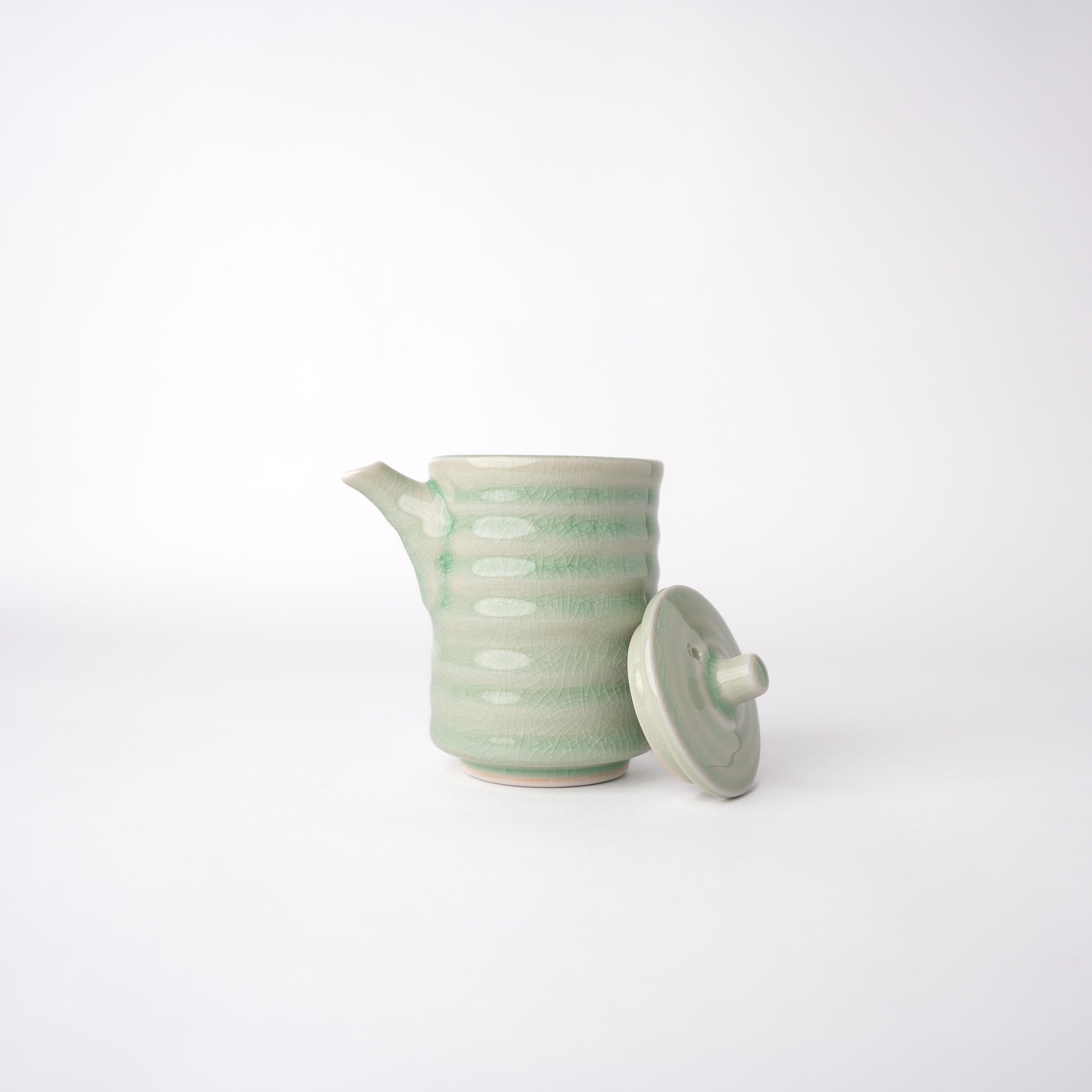 Soy Pot Ribbed 170ml Celadon Glaze.