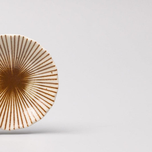 Sauce Dish 8cm Radiant Line Toffee Stripe Glaze.