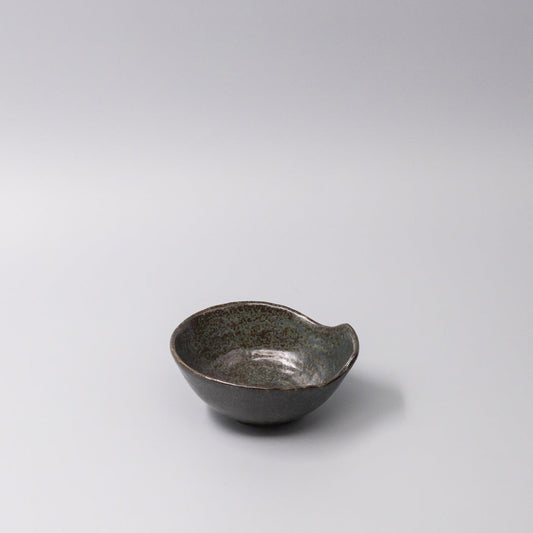 Bowl with Handle 13cm Navy Speckle Glaze.
