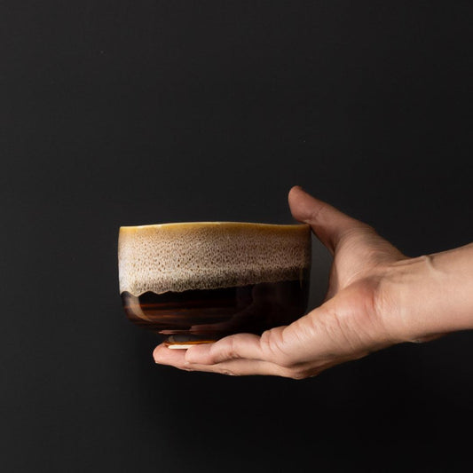 Matcha Tea Bowl 11cm Brown with Milky White.