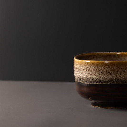 Matcha Tea Bowl 11cm Brown with Milky White.