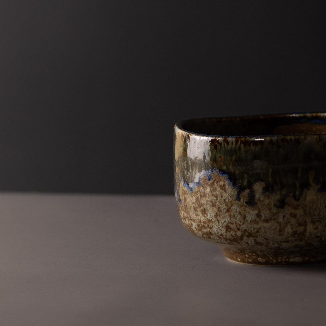 Matcha Tea Bowl 11.5cm Earth with Forest River.
