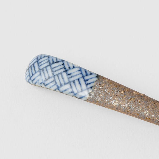 Spoon Small Bisque Indigo Basketweave.
