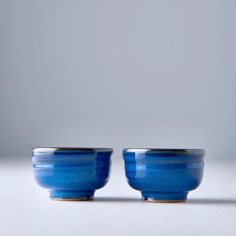 Sake Cup 35ml Gura Kiln Blue Glaze.