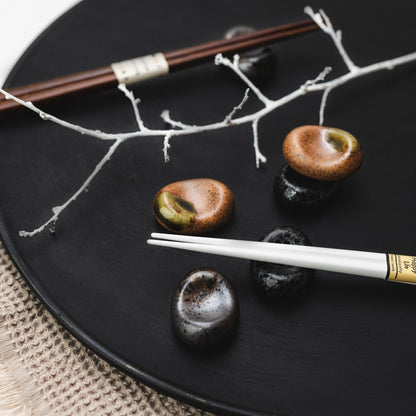 Chopstick Rest Pebble Matt Black Glaze