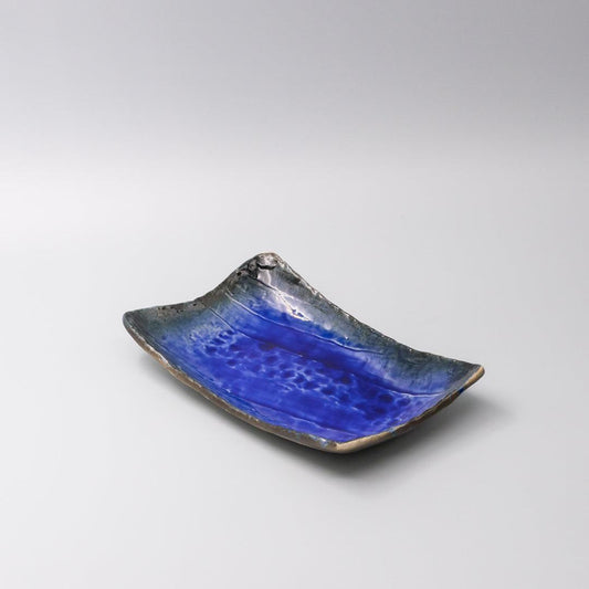 Sushi Plate Swept Side 26cm Cobalt Dark Edge.