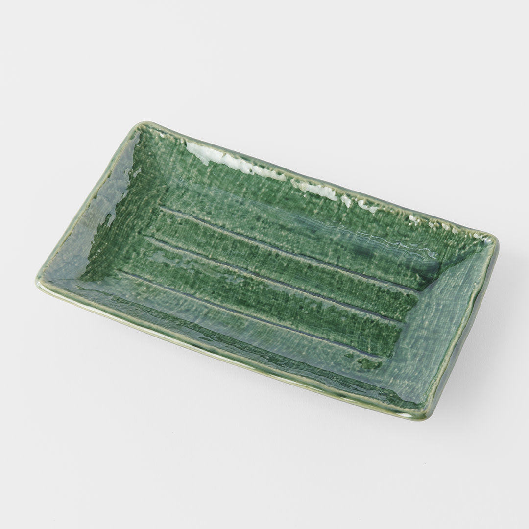 Sushi Plate 21cm Oribe Green Glaze.