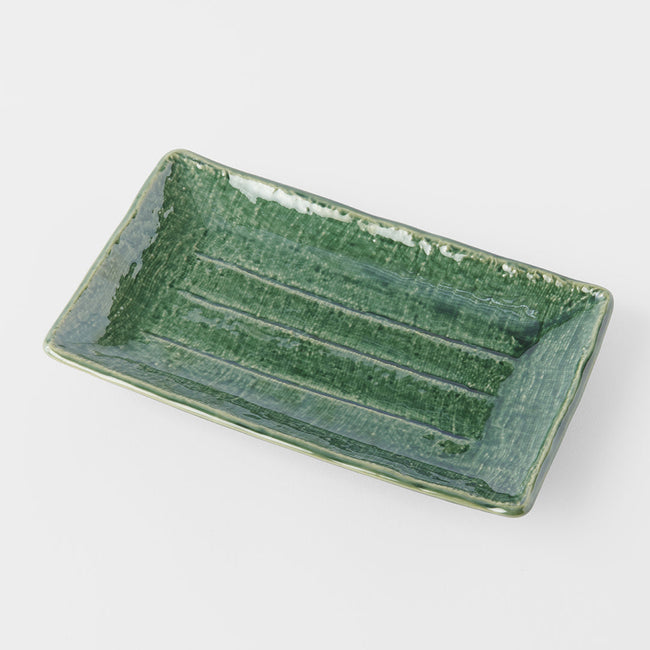 Sushi Plate 21cm Oribe Green Glaze. Hover Image