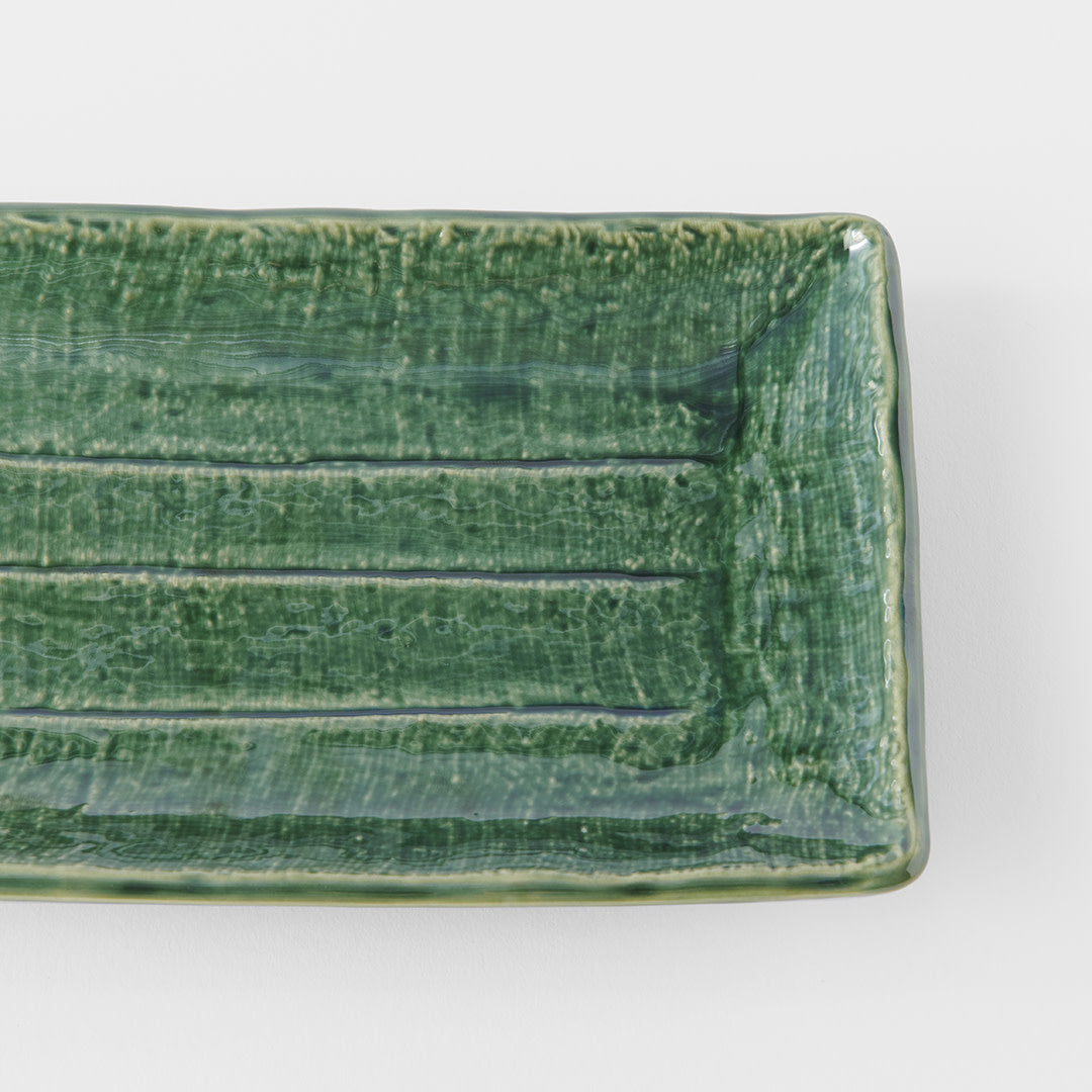 Sushi Plate 21cm Oribe Green Glaze.