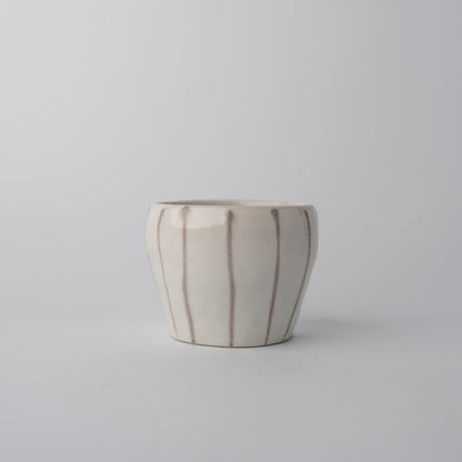 Cup 8cm 160ml Cream Grey Stripe Design