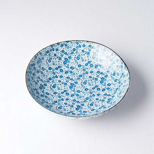 Pasta Bowl 21cm Blue Daisy Glaze.