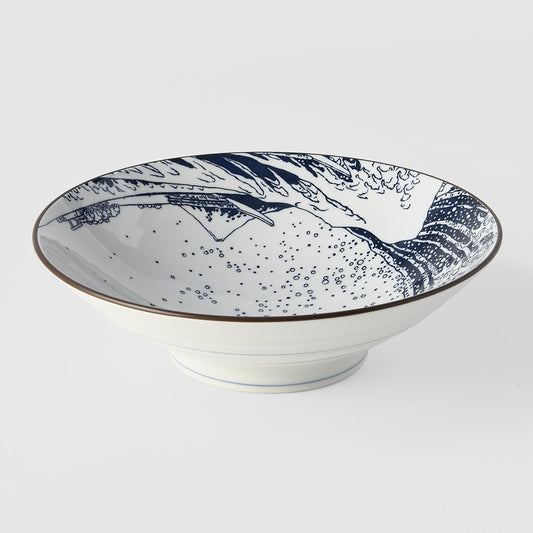 Ramen Bowl 24.5cm Hokusai Great Wave Design.