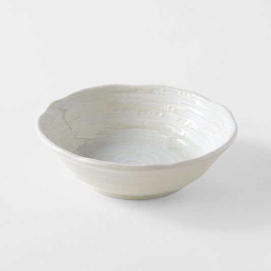 Bowl 13.5cm White Spiral Glaze.