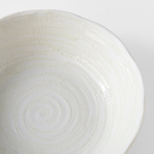 Bowl 21.5cm White Spiral Glaze.