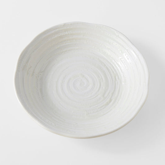 Bowl 23.5cm White Spiral Glaze.