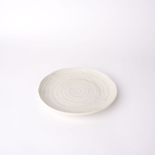 Tapas Plate 16cm White Spiral Glaze.