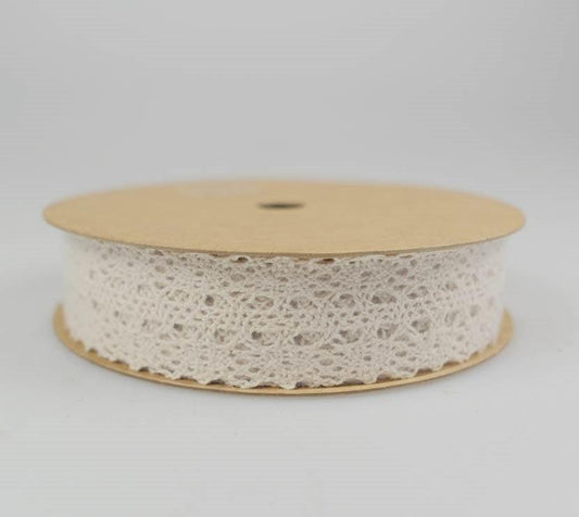bulk 48 3m Cotton Lace Ribbon 28mm w Assort Display Box.