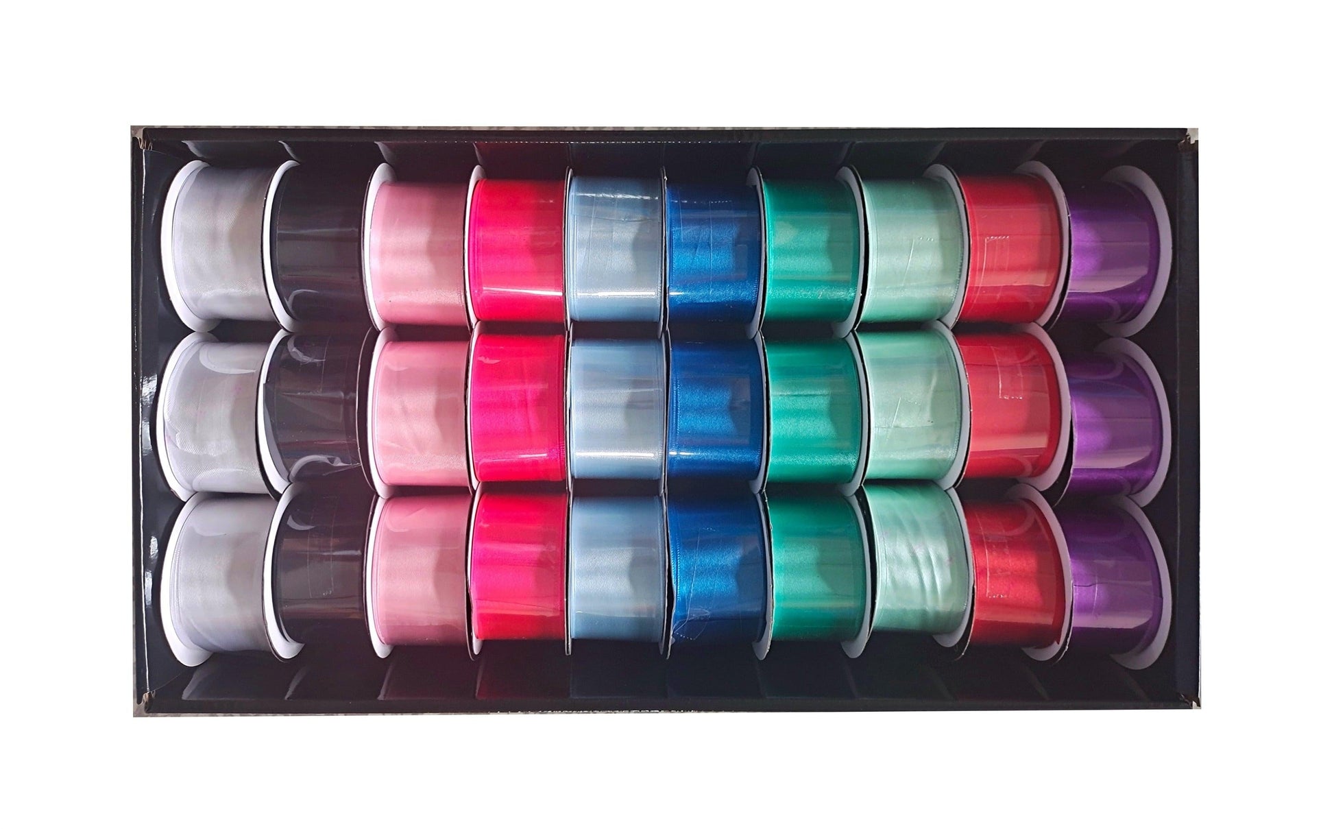 bulk 30 Satin Ribbon 3mtr 38mm 30Roll Displayed Box.