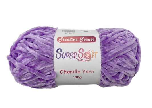 bulk 12 Purple Super Soft Chenille Yarn 100G.