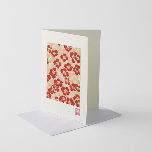 Card Chiyogami Blossom & Gold Handmade Greeting.