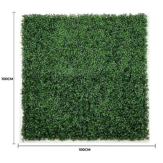 Boxwood Hedge Screen Green Wall Panel UV Resistant 100cm x 100cm.