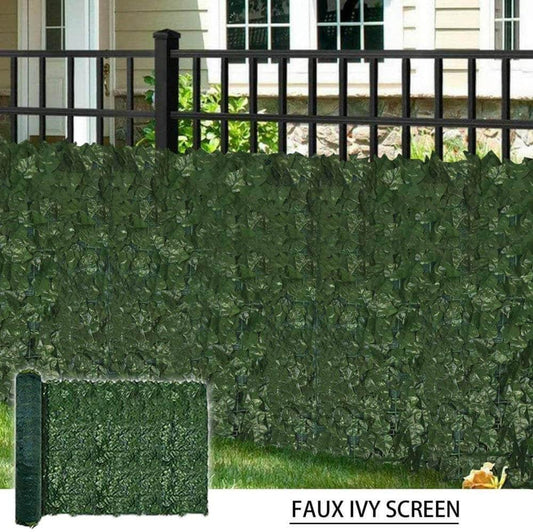 Artificial Ivy Leaf Hedging & Privacy Screen (Shade Cloth Backing Fake Ivy) 3m X 1m Roll.