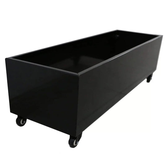 Black Metal Planter Medium + Wheels.