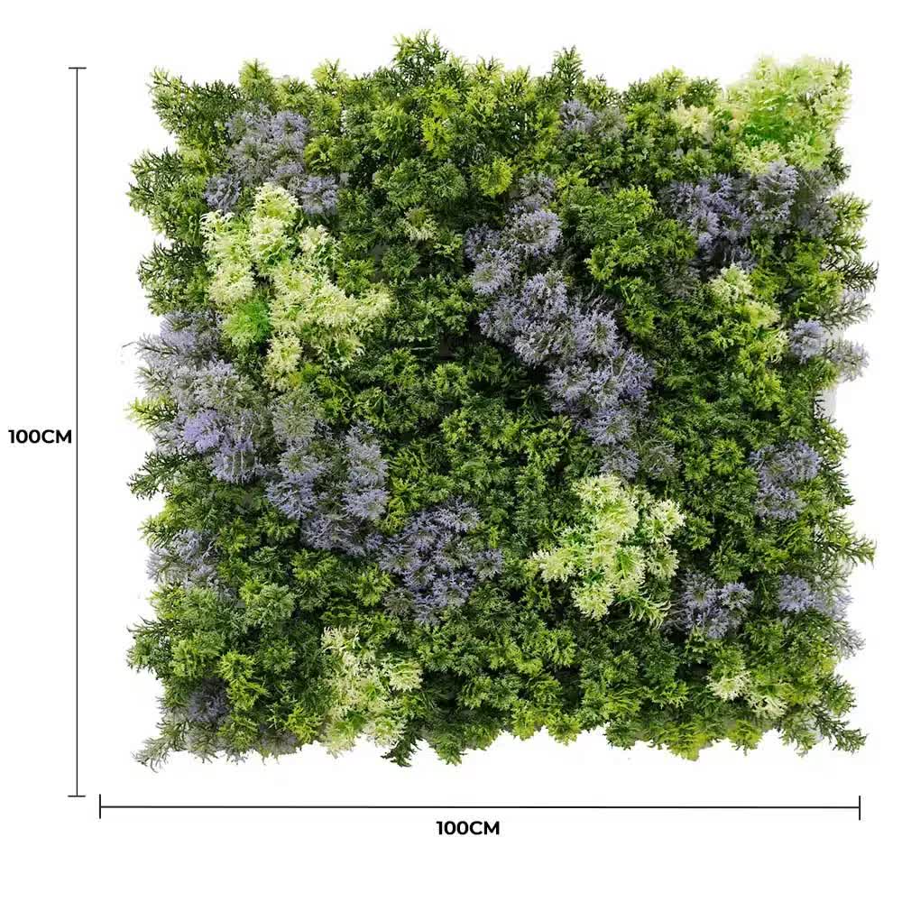 Vivid Purple and Green Moss Panel UV Resistant 100cm x 100cm (Back Order Only).